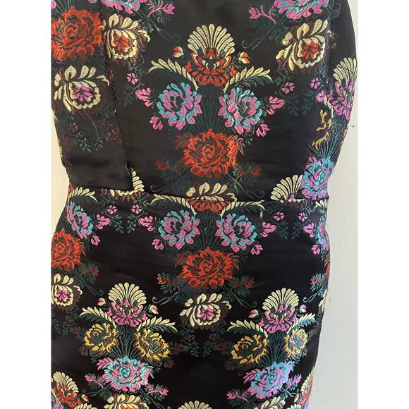 Zara Trafuluc Vtg Juniors Mini Dress 26 Black Brocade Strappy Y2K Party Resort - Picture 2 of 9